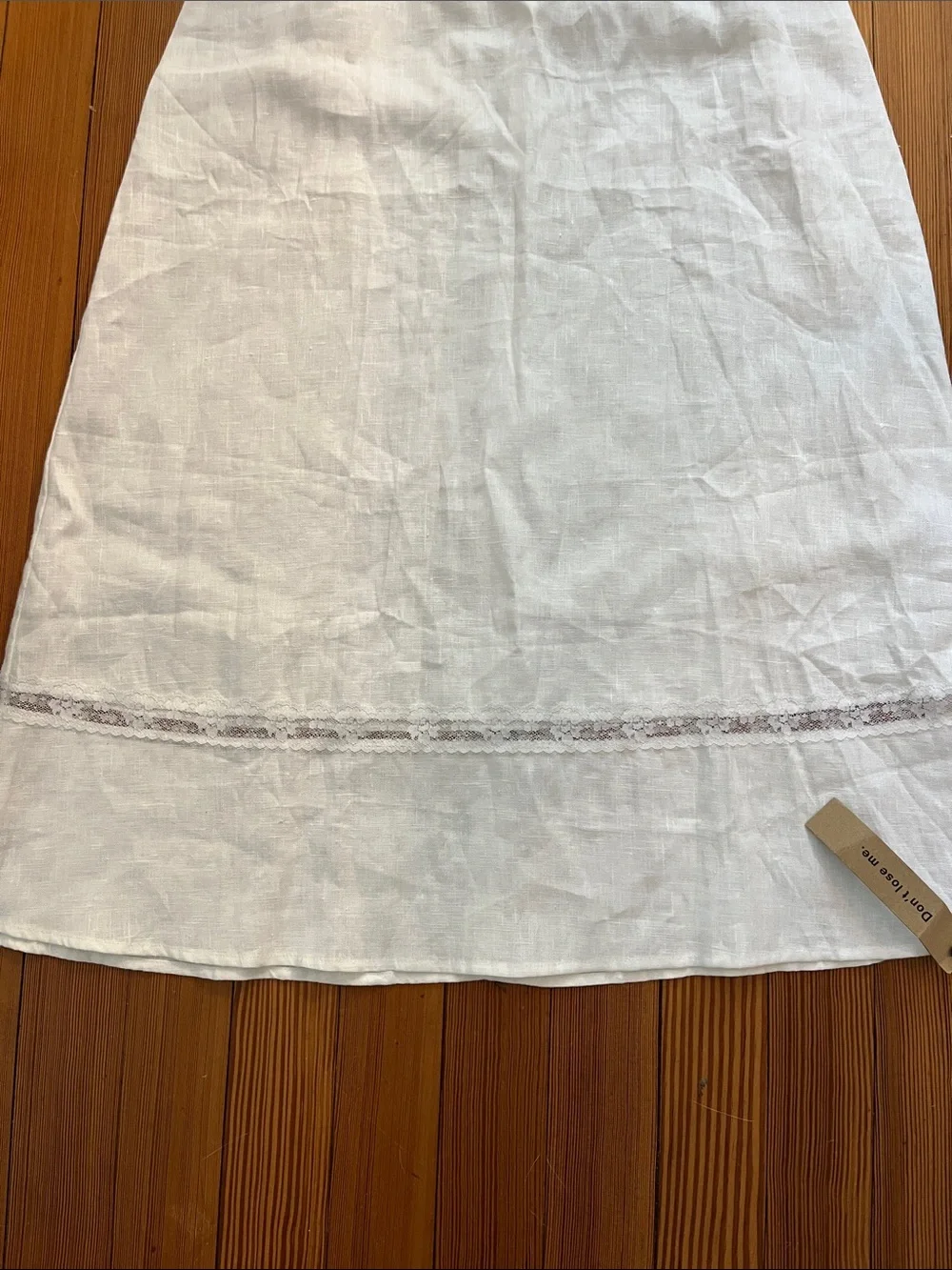 Reformation White Linen Midi Dress with Lace Trimmed Neckline - Picture 6 of 11